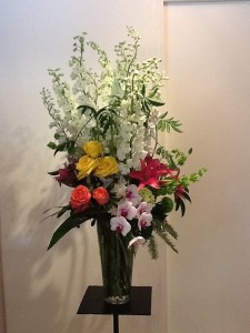 Roses, Lilies Delphinium and Orchids va-110