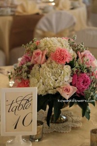 Roses, Peonies & Hygrangeas Reception Centerpieces