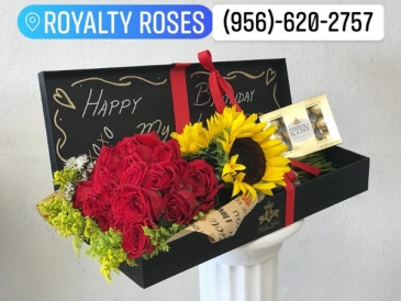 Roses & Sunflowers in long box Long box