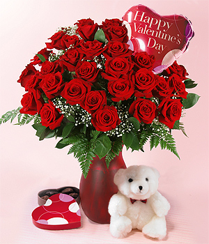 Valentine's day roses 2024 and teddy bear