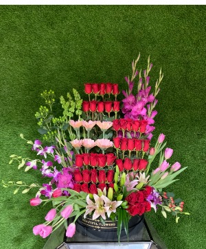 Roses ,tulips,lilies and orchids  