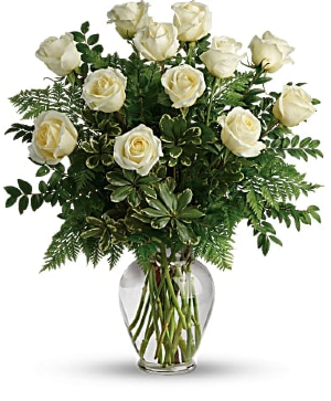 Roses Vase Arrangement - White  