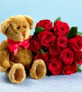 Roses Wih Teddy Bear 