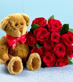 Roses Wih Teddy Bear