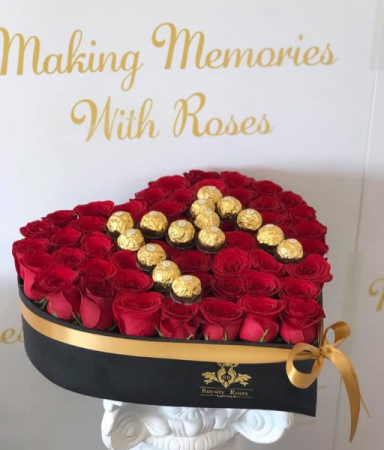 Roses with Ferrero Heart #2 Heart Shape Box