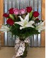 Roses with Lillies fresh arrangement