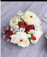 White Roses With Red Accents  