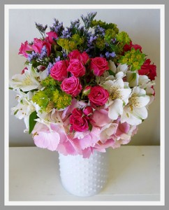 Rosey Posey Hobnail Glass Vase