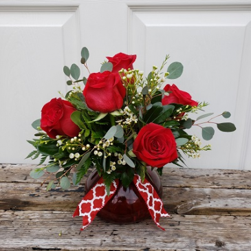 Red Rosey Romance Half Dozen Roses