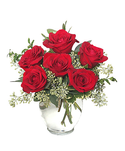 Rosey Romance Half Dozen Flower Bouquet