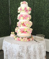 Rosey Waterfall Wedding Cake Flowers