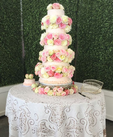 Rosey Waterfall Wedding Cake Flowers in Santa Clarita, CA | Rainbow Garden And Gifts