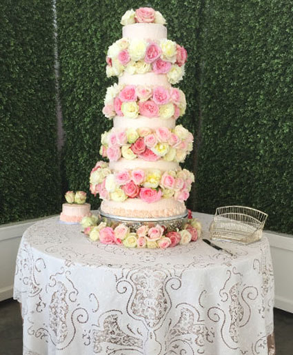 Rosey Waterfall Wedding Cake Flowers