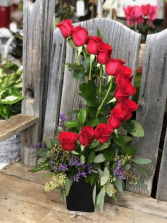 RED ROCK ROSES One dozen roses arranged in a crescent 