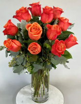 Roslyn Orange rose arrangement