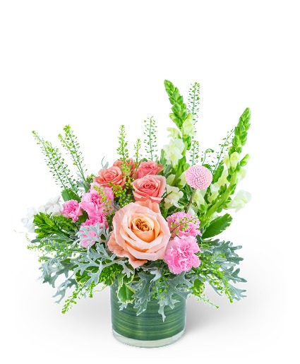 Rosy Coral Romance Flower Arrangement