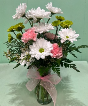 Rosy Dawn Arrangement Vase of Flowers