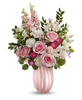 Rosy Swirls Bouquet Sculpted Glass Vase