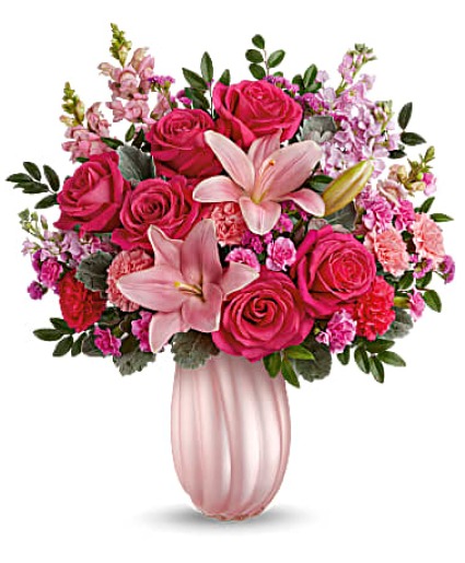 Rosy Swirls Bouquet Vase Arrangement