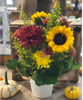 Round Arrangement in Ceramic Wheat Pot 