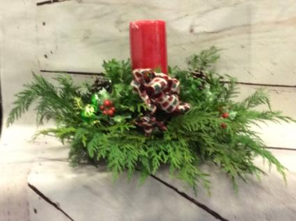 Round Pillar Candle Centerpiece (Red) Can be shipped local & UPS Starting 11/28/2022