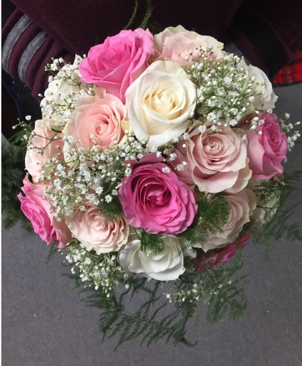 Round Pink and White Bridal Bouquet  Bridal Bouquet 