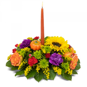 round single candle centerpiece fall/ thanksgiving