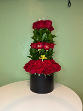 Royal Anniversary Rose Tower Luxury Hat Box Arrangement (Vertical Design)