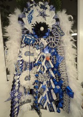 ROYAL BLUE, BLACK, WHITE AND SILVER EXTRA LARGE MUM