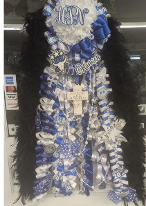 ROYAL BLUE, BLACK, WHITE AND SILVER LARGE SINGLE MUM 