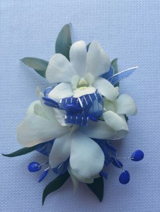blue orchids corsage