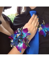Royal Blue Corsages and Boutonniere  