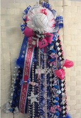 ROYAL BLUE, PINK, BLACK AND SILVER  LARGE SINGLE MUM VOLLEYBALL THEME