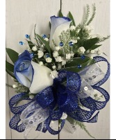 Royal Blue Roses Corsage