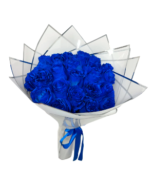 Royal Blue Roses  WRAPPED BOUQUE 