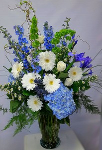 Royal blue skies  Vase arrangement  in Chatham, NJ | SUNNYWOODS FLORIST