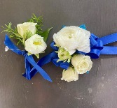 Royal Ranunculus & Roses Wrist Corsage & Boutonniere Set