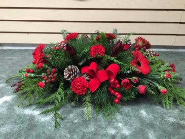 Royal Red Christmas Centerpiece in Calgary, AB | FIRST CLASS FLOWERS LTD.