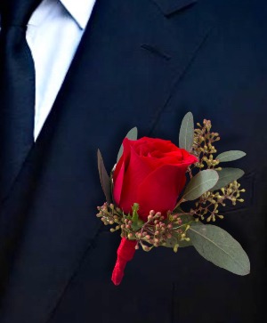 Ruby Eucalyptus Boutonniere 