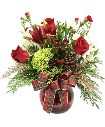 Ruby Noel Vased arrangement in Lubbock, TX | TOWN SOUTH FLORAL