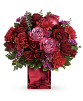 Ruby Rapture  3 Lavender Roses and Red Spray Roses