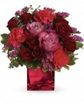 Ruby Rapture in Red Glass Cube by Enchanted Florist