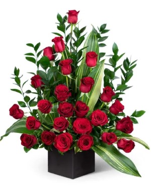 Ruby Red Elegant Roses Rose Arrangement