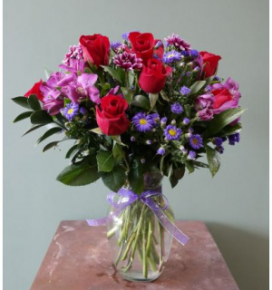 Ruby Rose Bouquet Vased