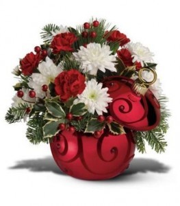 Ruby Swirl Ornament Bouquet Christmas Gift Arrangement
