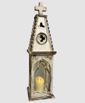 Rustic Cathedral with LED Candle Sympathy Gift