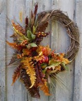 Rustic Charm Wreath Faux Flowers on Grapevine