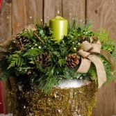 Rustic Chartreuse  Holiday Centerpiece