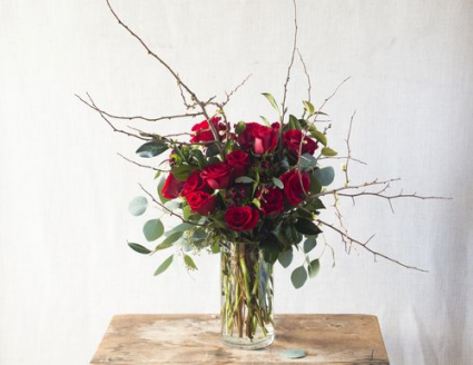 Rustic Christmas rose Vase arrangement