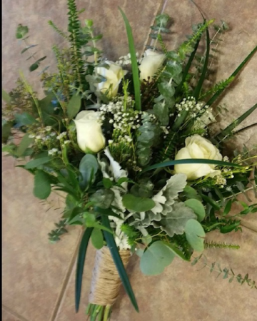 Rustic Greenery and Roses  Bridal Bouquet